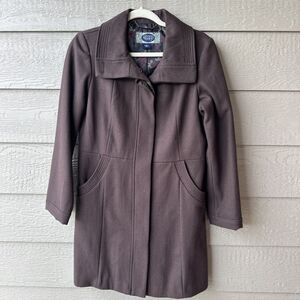 Green with Envy Women's Brown Wool Blend Med Peacoat Coat Jacket